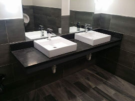 Double sink in restroom